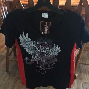 Black and orange Harley Davidson tee